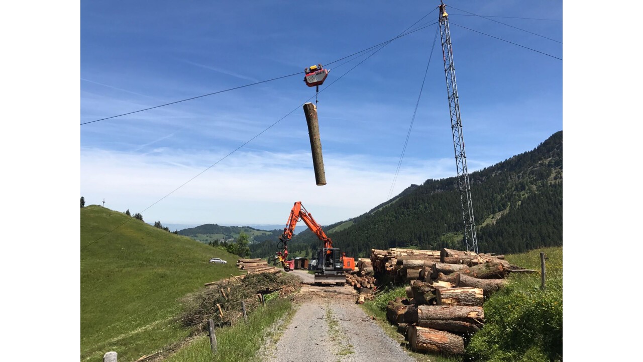 Holzbringung mit Seilkran